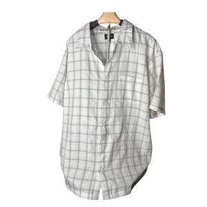 Haggar Men's xxl short sleeve button down white w/black